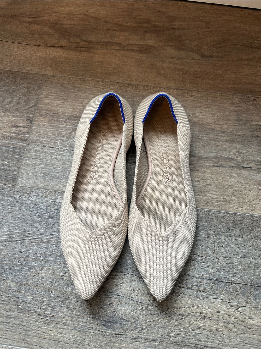 Rothy's Pointed Knit Flats in Light Beige Size 9.5